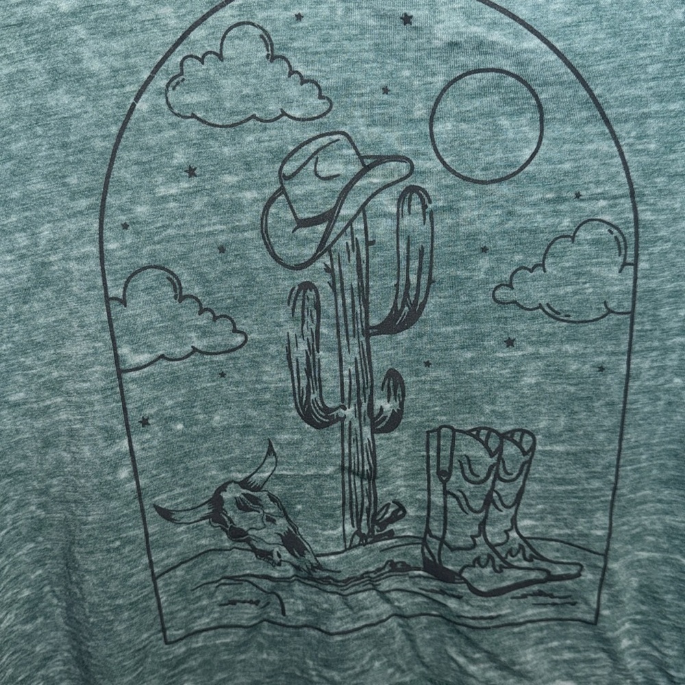 Goodie Two Sleeves -Womens Washed Green Cactus Short Sleeve Cropped Tee size S - Picture 6 of 7